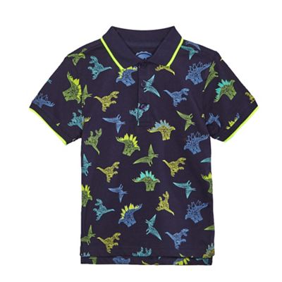 Boys' blue dinosaur print polo shirt